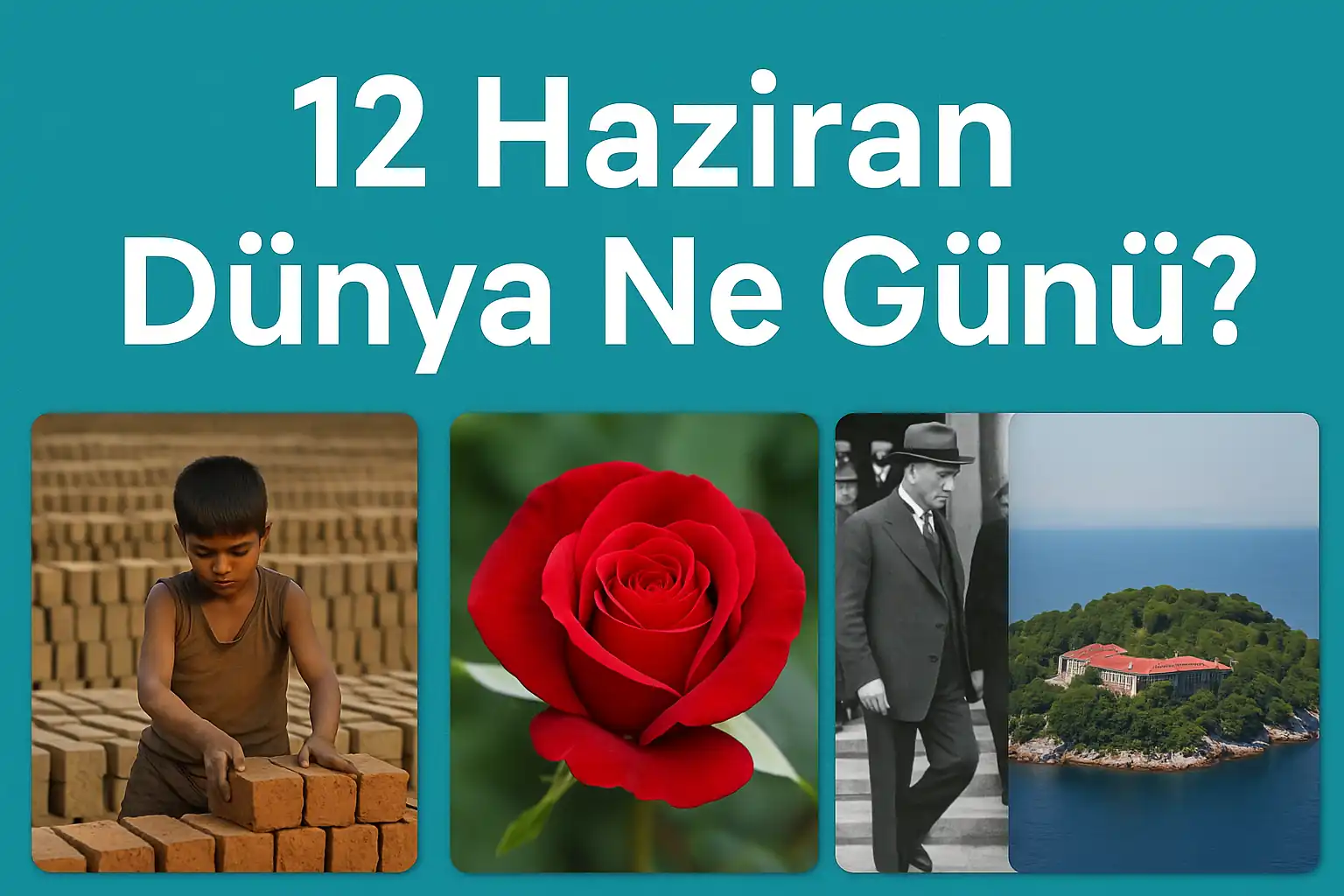 12 Haziran Dünya Ne Günü 12 Haziran Dünya Çocuk İşçiliğiyle Mücadele Günü 12 Haziran Dünya Kırmızı Gül Günü (Red Rose Day) Görseli
