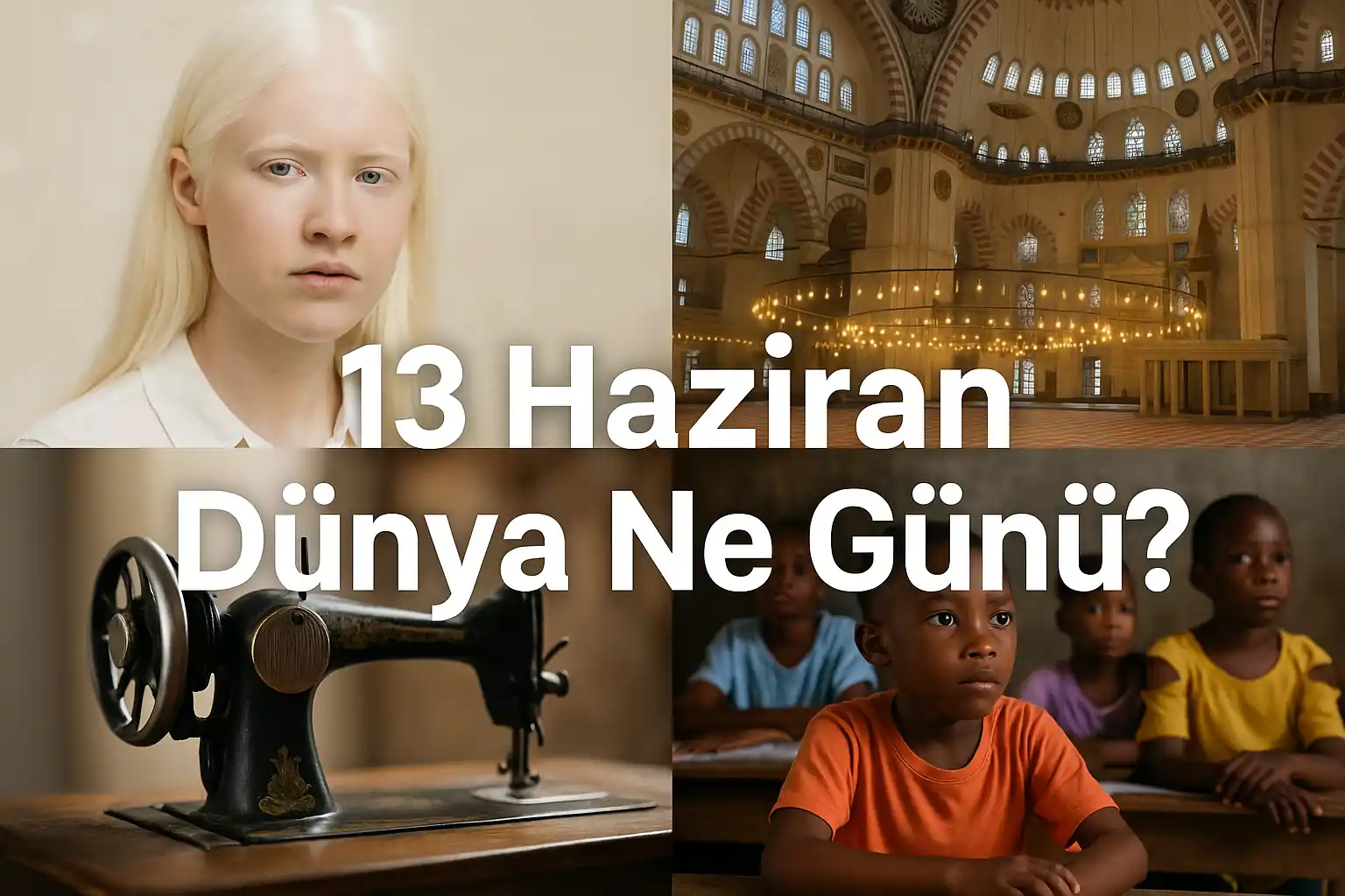 13 Haziran Dünya Ne Günü 13 Haziran Dünya Albino Farkındalık Günü 13 Haziran Dünya Dikiş Makinesi Günü (Sewing Machine Day) Görseli