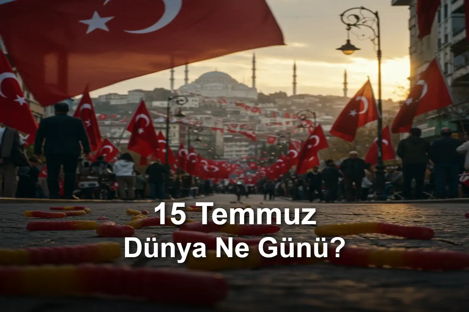 15 Temmuz Dünya Ne Günü 15 Temmuz Dünya Solucan Şeker Günü (Gummi Worm Day) 15 Temmuz Demokrasi ve Millî Birlik Günü (Democracy and National Unity Day)