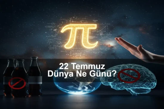 22 Temmuz Dünya Ne Günü 22 Temmuz Dünya Pi Sayısına Saygı Günü (Pi Approximation Day) 22 Temmuz Dünya Beyin Günü (World Brain Day) 22 Temmuz Dünya Gazlı İçecekten Uzak Durma Günü (National Refreshment Day)
